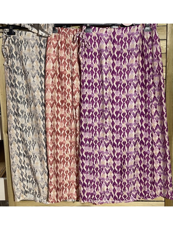 Falda midi raja lateral print colores