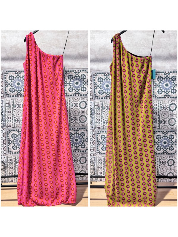 Vestido asimétrico estampado geométrico vertical