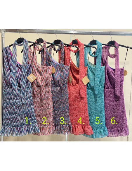 Vestido mini de sisa falda fruncida