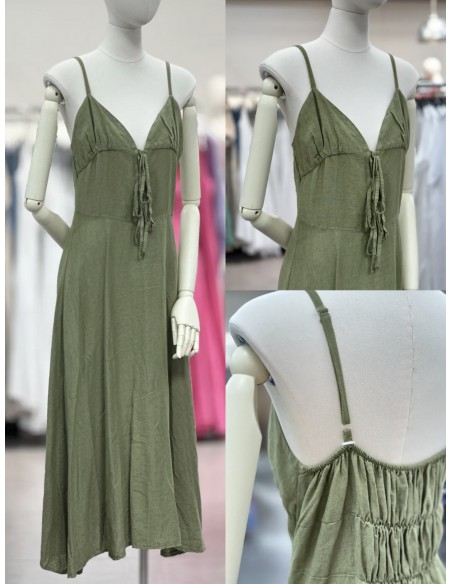 Vestido de lino triple lazo y corte