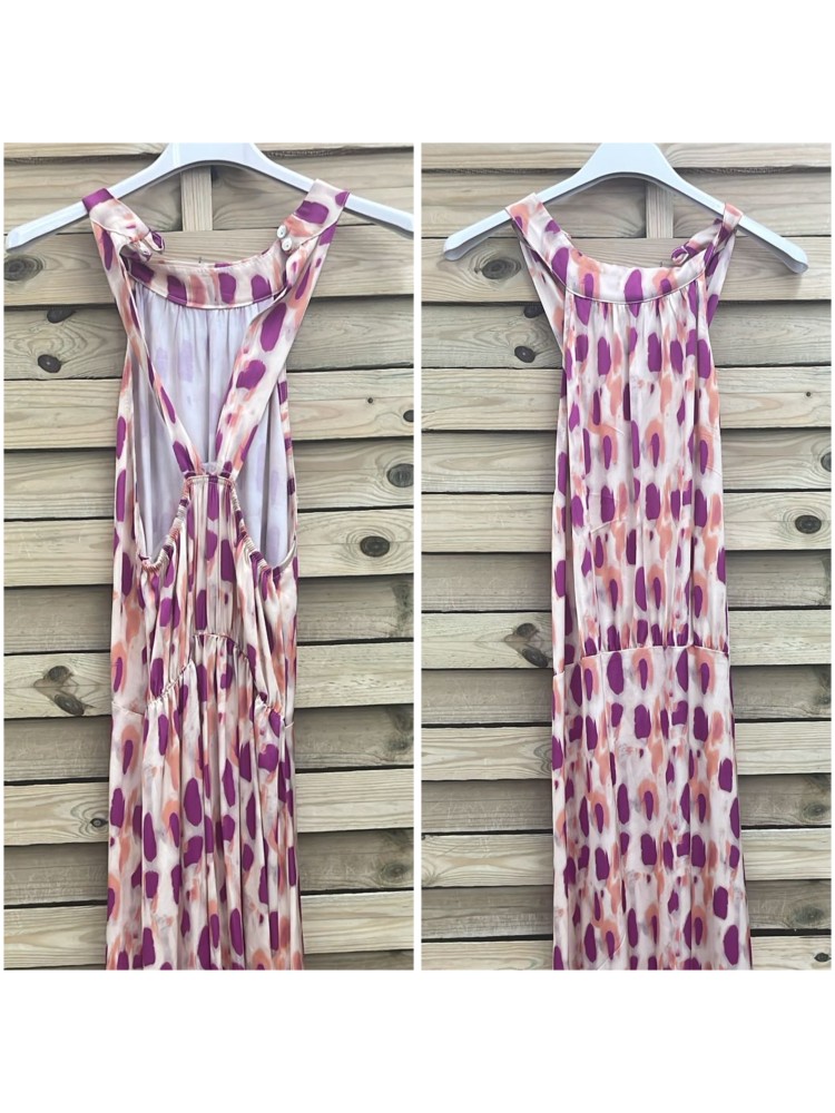 Vestido estampado de saten halter