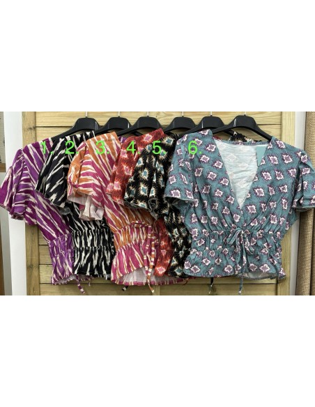 Top cruzado doble cordón estampado