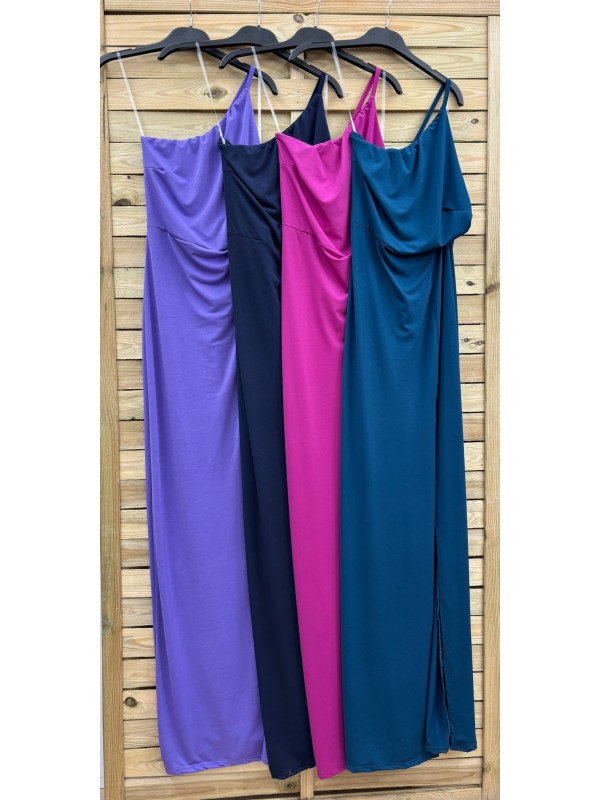 Vestido largo espalda descubierta con tiranta fina cruzada