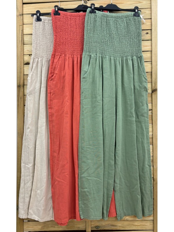 Mono palabra de lino con pecho fruncido