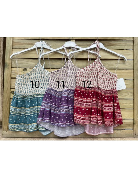 Top doble estampado cogido al cuello