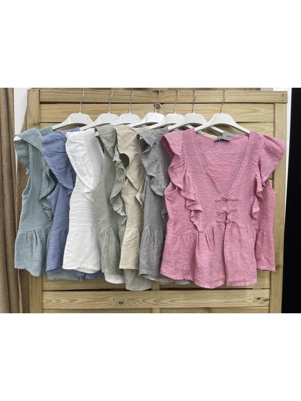 Camisa volantitos con triple boton de cordon