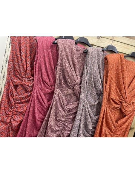 Vestido estampado brillito parte delantera descubierta