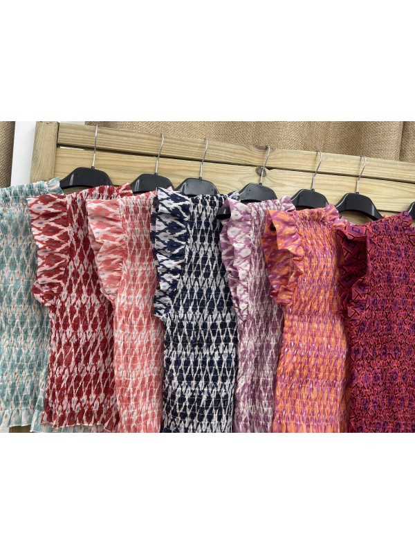 Camisa fruncida de gasa con brillito y volantitos 2