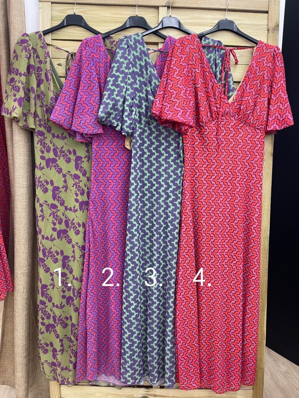 Vestido largo de gasa manga ancha