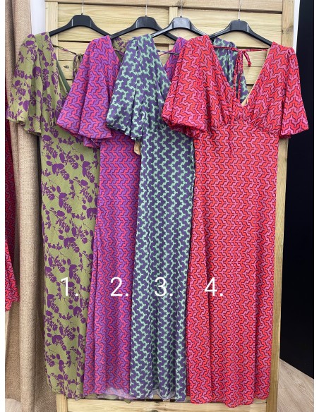 Vestido largo de gasa manga ancha