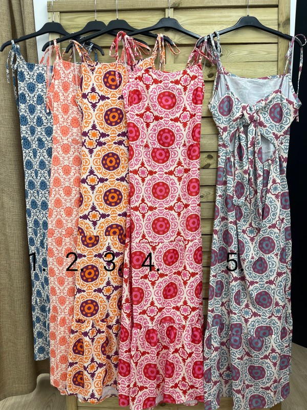 Vestido largo estampado espalda descubierta nudo