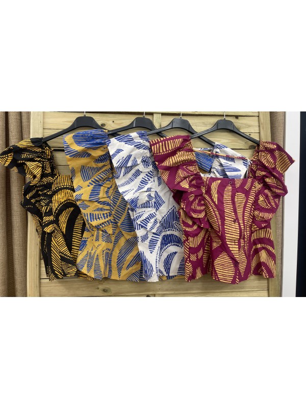 Top helechos volante con botones