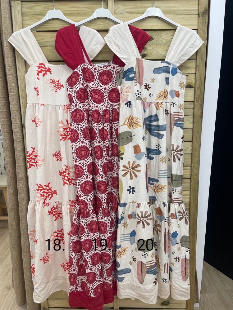 Vestido largo estampado con sisa lisa