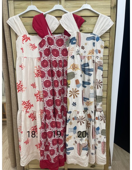 Vestido largo estampado con sisa lisa