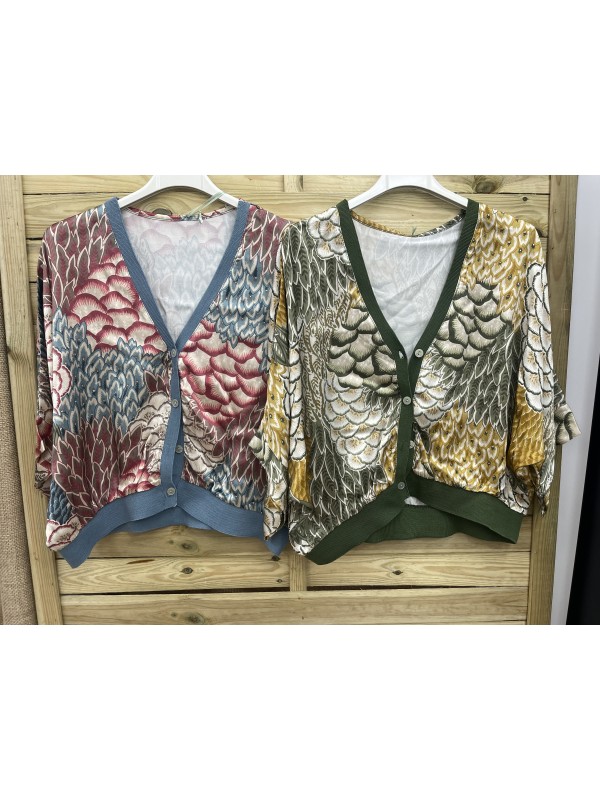 Chaqueta boton saten multicolor