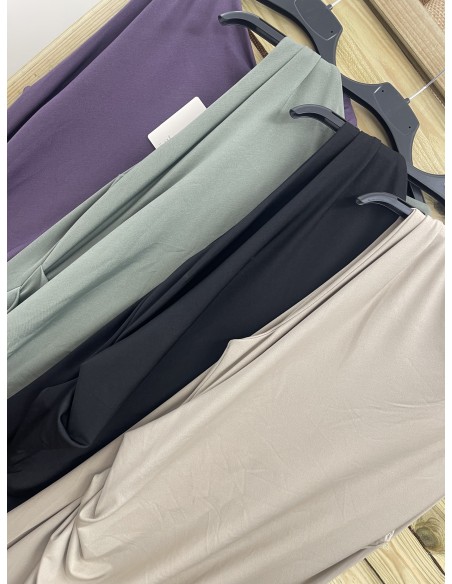 Vestido largo punto de lycra frunce