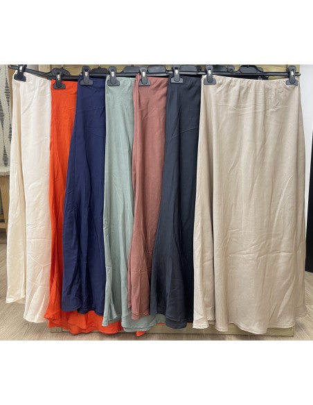 Falda midi saten cinturilla elastica