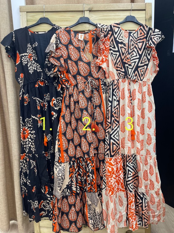 Vestido estampado indio corte y volante