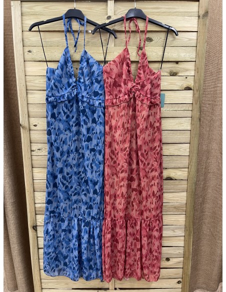 Vestido gasa manchas cogido al cuello