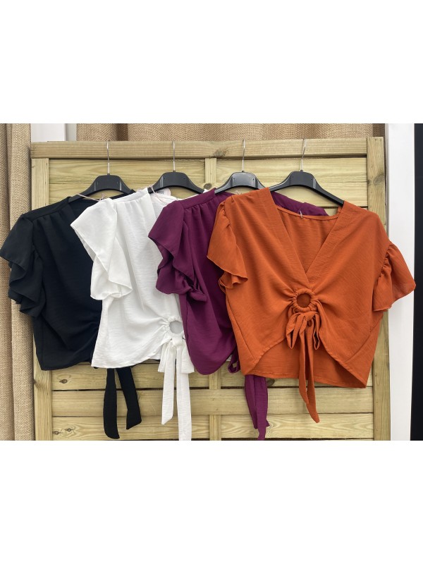 Top manga corta aro delantero con lazo