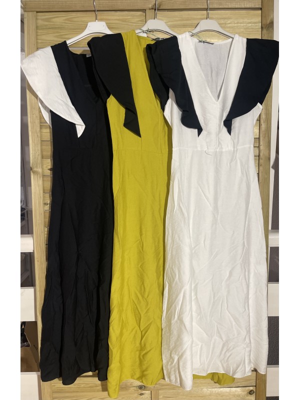 Vestido largo maxi volantes con corte