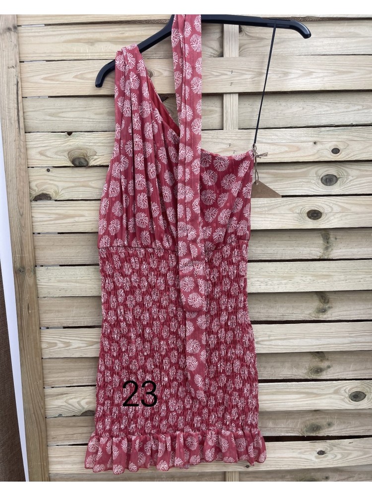 Vestido mini de sisa falda fruncida