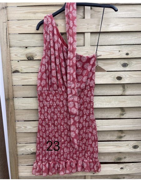 Vestido mini de sisa falda fruncida