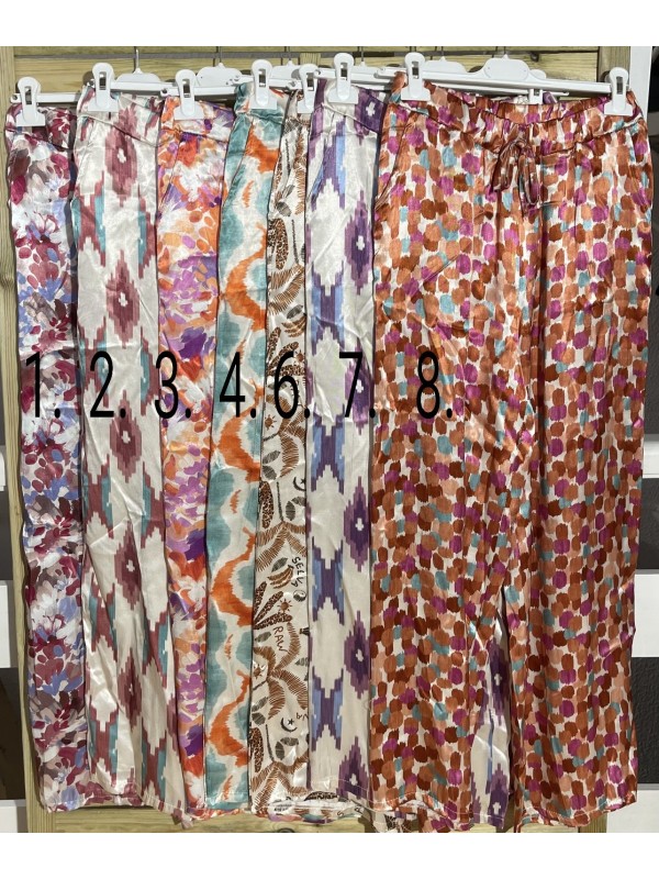 Pantalón de satén estampado con cinturilla elastica