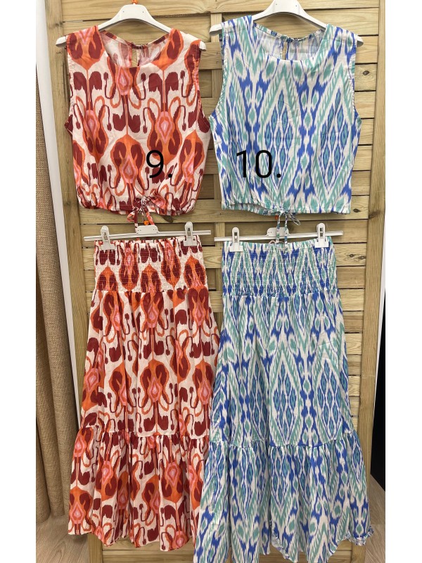 Conjunto de falda midi y top cordón estampado 2