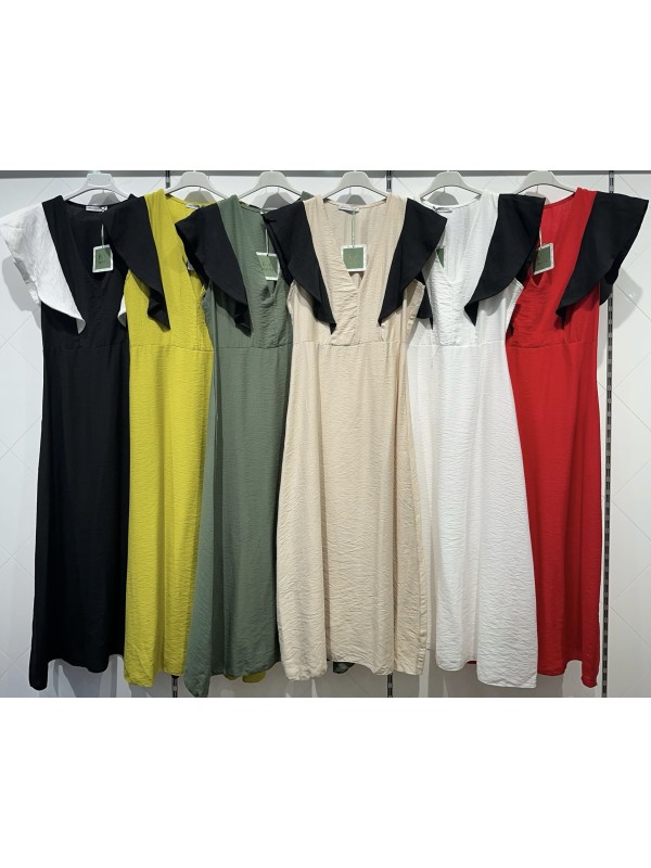 Vestido largo maxi volantes con corte 2