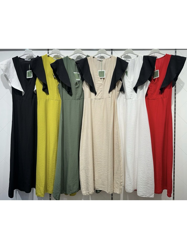 Vestido largo maxi volantes con corte