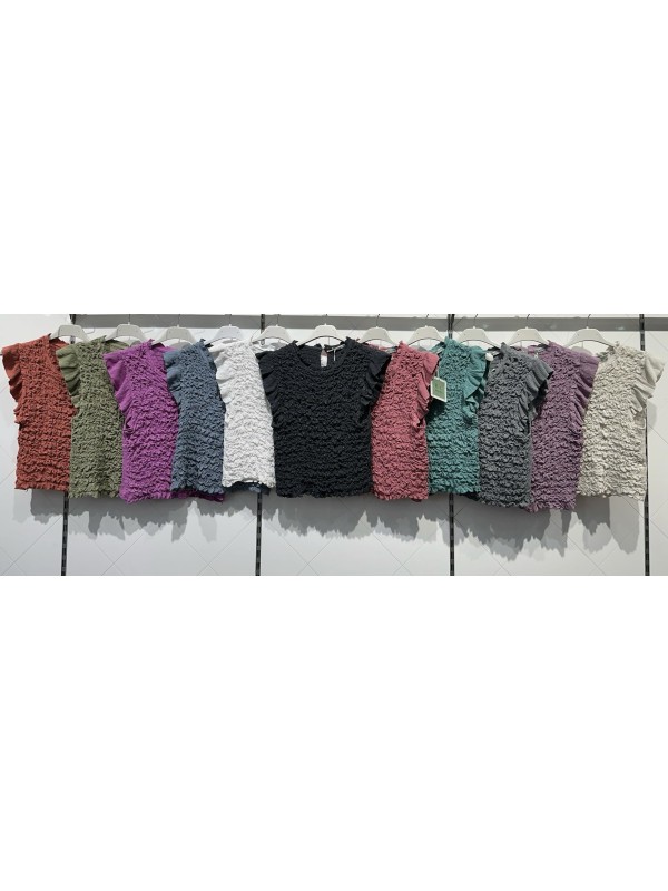 Camisa fruncida hilitos plata de sisa con volantitos