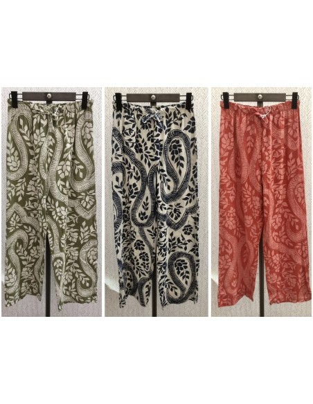 Pantalón lino ramitas