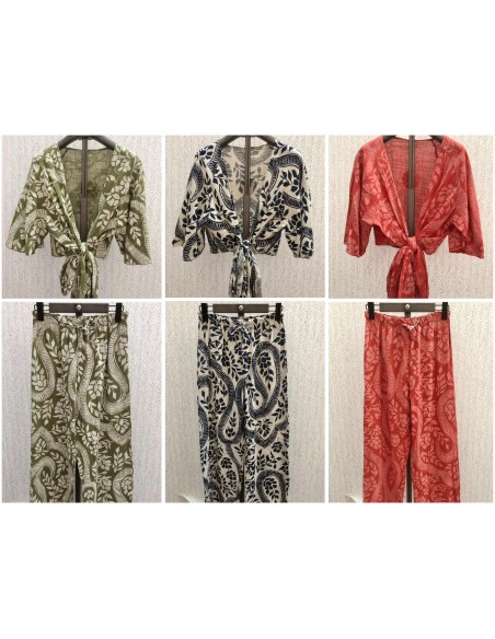 Pantalón lino ramitas