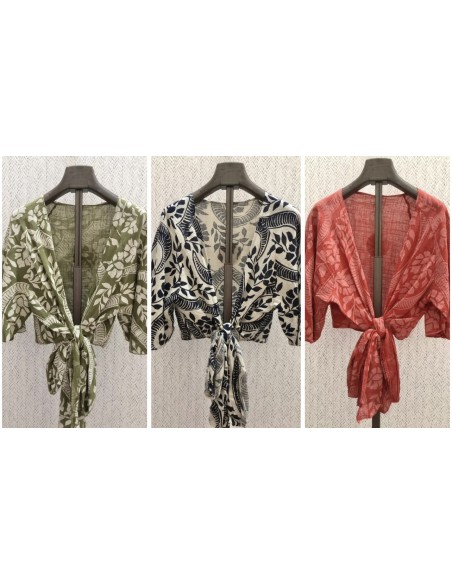 Camisa de lino ramitas con nudo