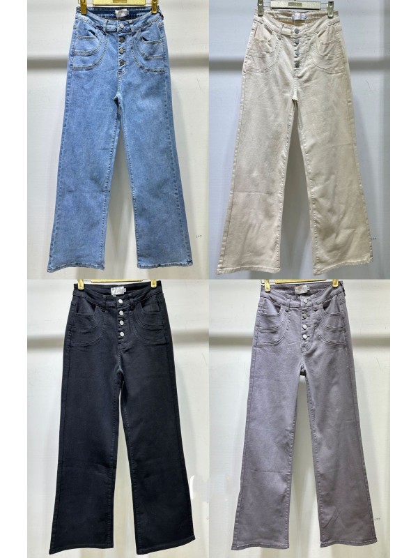 Jeans culotte botones con triple raya