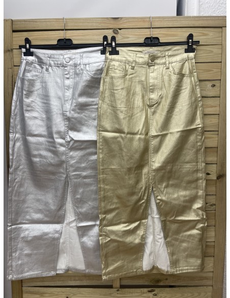 Falda midi encerada elástica