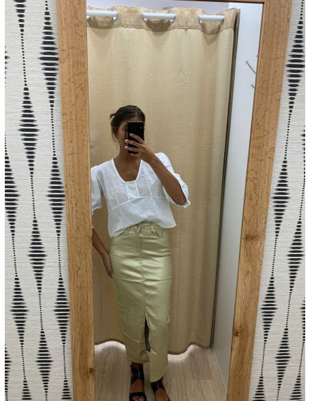 Falda midi encerada elástica