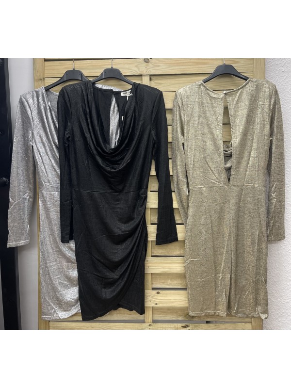 Vestido mini escote cascada con brillito