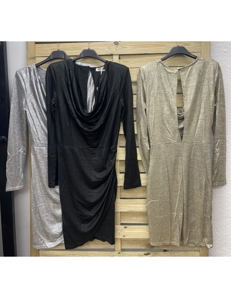 Vestido mini escote cascada con brillito